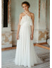 Halter Neck Ivory Lace Chiffon Wedding Dress